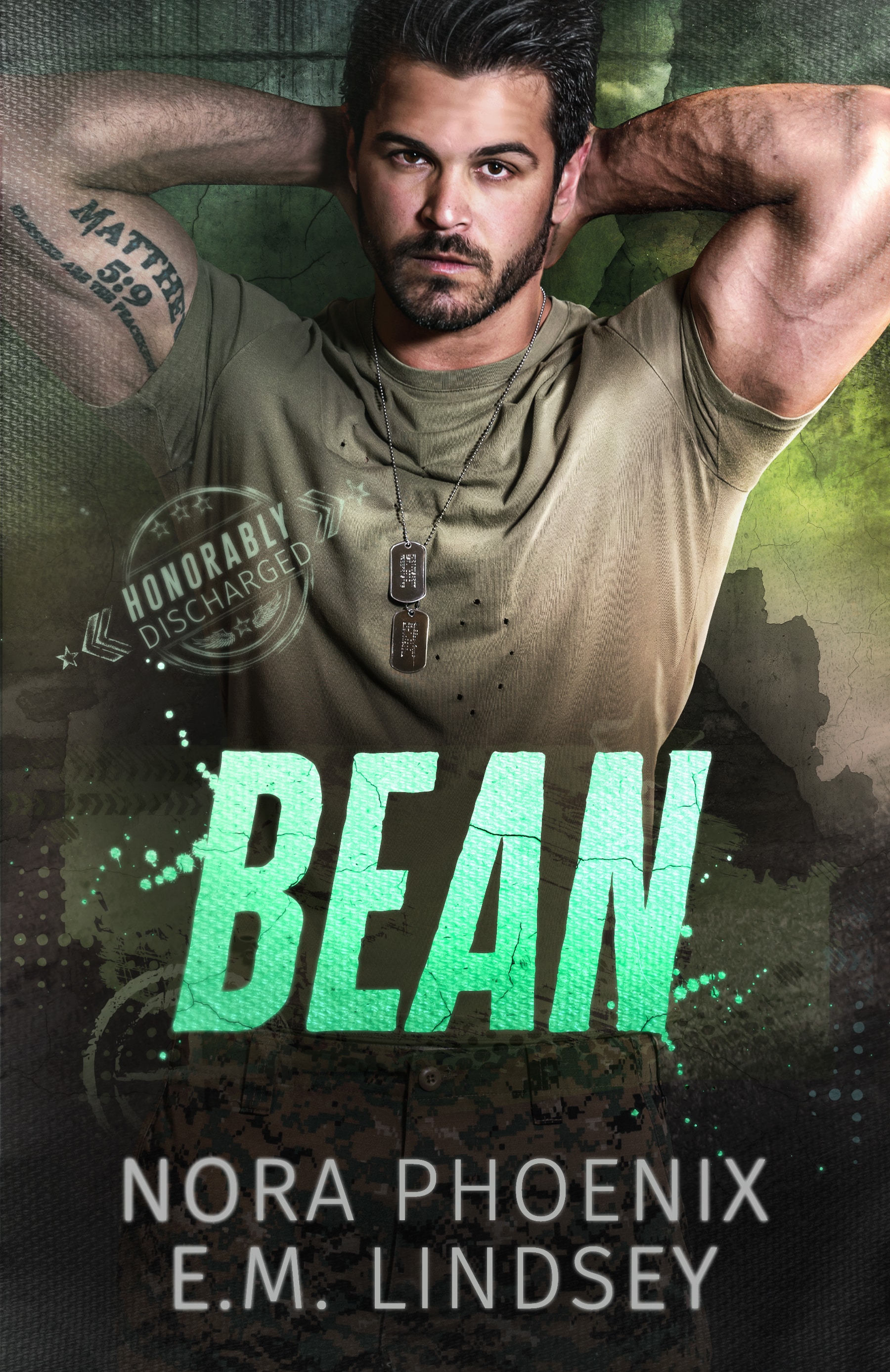 book cover of bean, book two in honorably discharged by nora phoenix and em lindsey